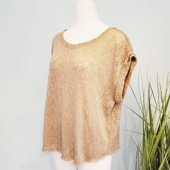 ZARA TRAFALUC COLLECTION GOLD METALLIC TOP - Picture 3 of 7